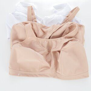 GLAMORISE Beige White No Bounce Cami Sports Bra US 46D Lot of 3